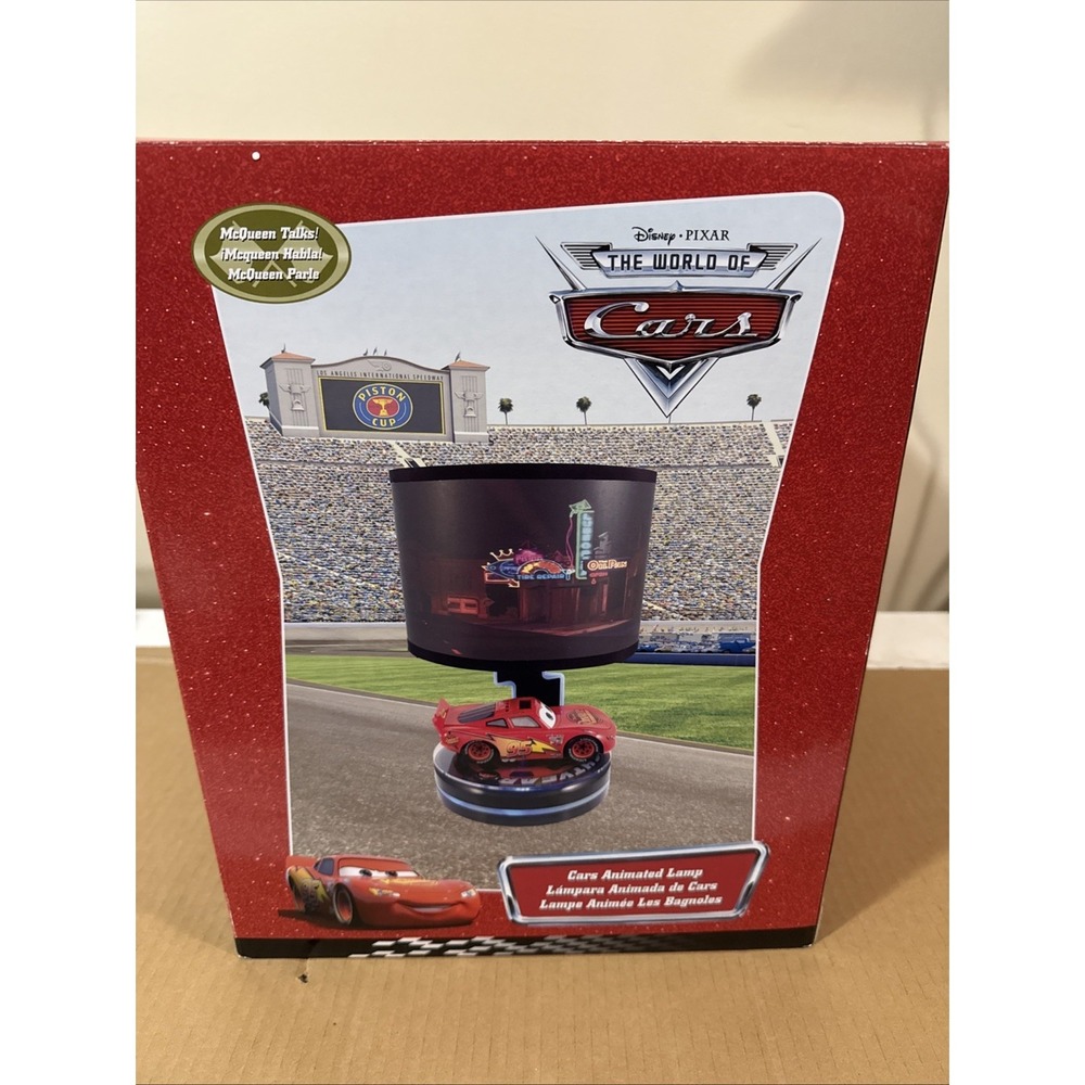 Disney Pixar Cars Table Lamp Animated Lightning McQueen 2008 New In Box